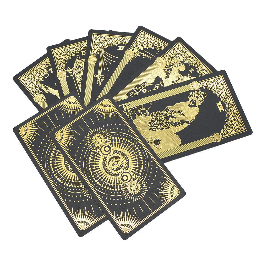 Olivenorma Bronzing Black Gold Foil Tarot Deck Carte