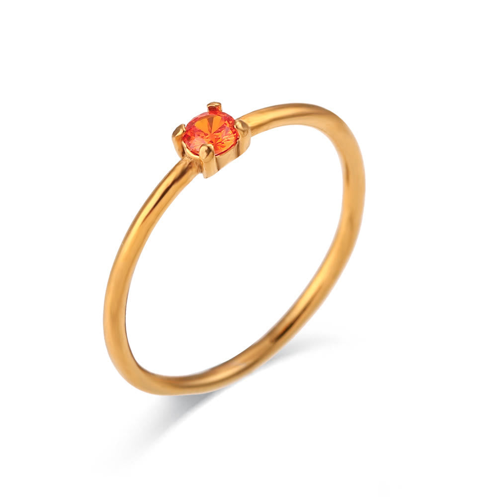 Anello Olivenorma Simple Birthstone in acciaio inossidabile placcato 18k