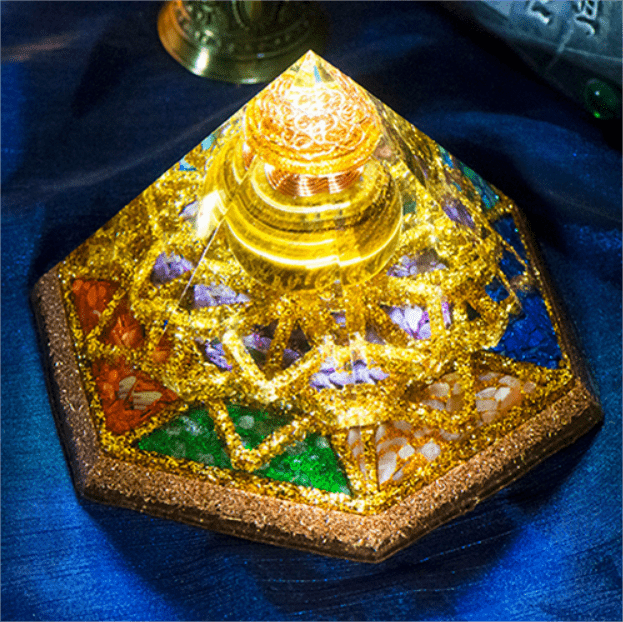 Olivenorma Holy Light-Esaedrico Tiger Eye Crystal Tower Orgone Pyramid