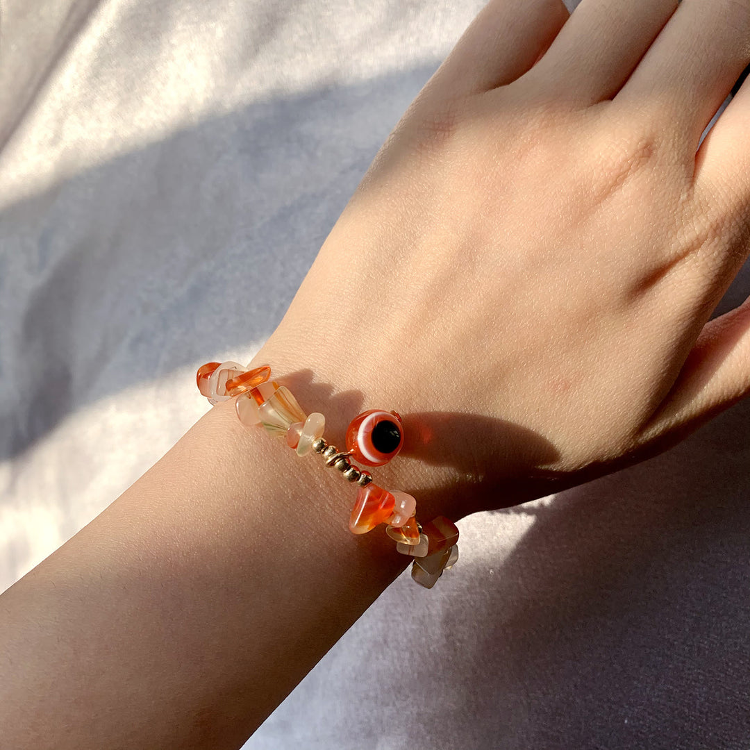 Braccialetto con ciondolo in ghiaia di cristallo naturale Olivenorma contro il malocchio 