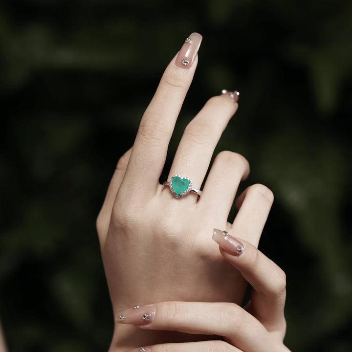 Anello squisito con tormalina Paraiba a forma di cuore Olivenorma