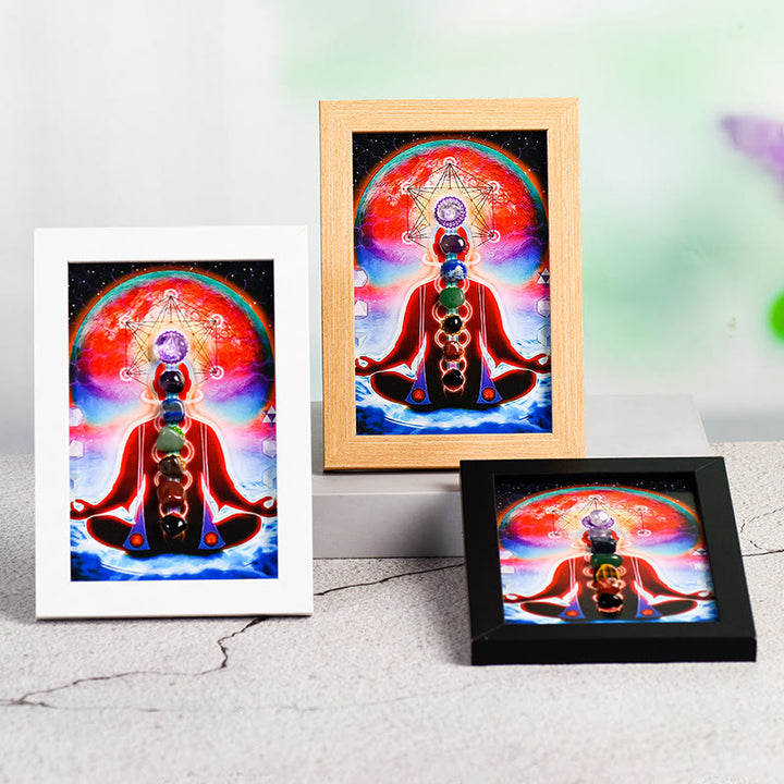 Olivenorma Yoga Meditazione Postura Chakra Pietra Cornice Foto Decorazione 