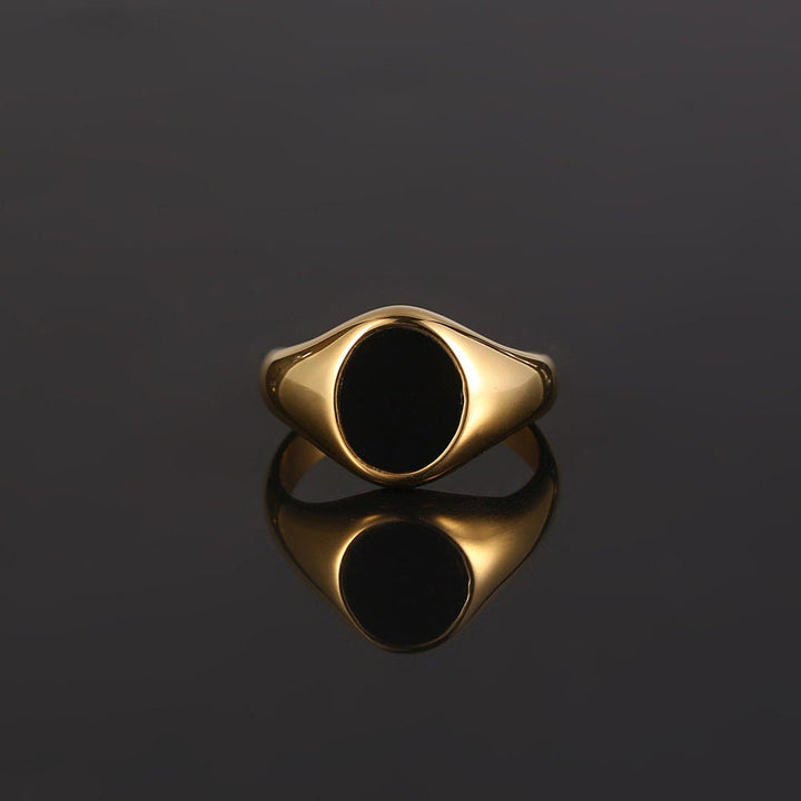 Anello da uomo semplice in ossidiana ovale