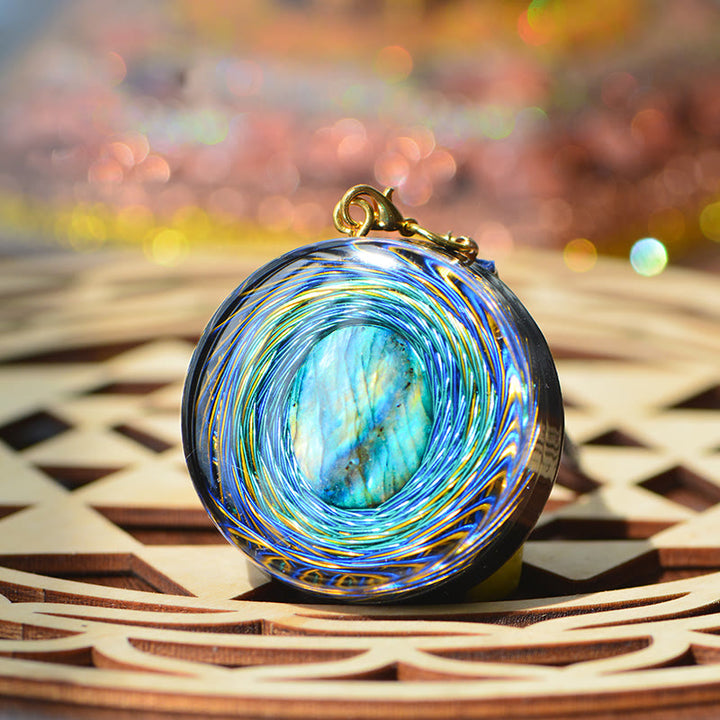 Collana di orgone blu naturale di labradorite dello spazio sacro Olivenorma