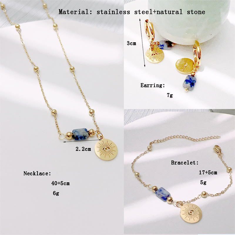 Olivenorma Braccialetto con collana e orecchini con occhio maligno in sodalite blu naturale
