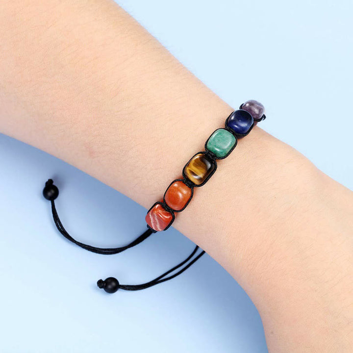 Olivenorma 7 Chakra Cristallo Gemma Perline Braccialetto Intrecciato Uomo 