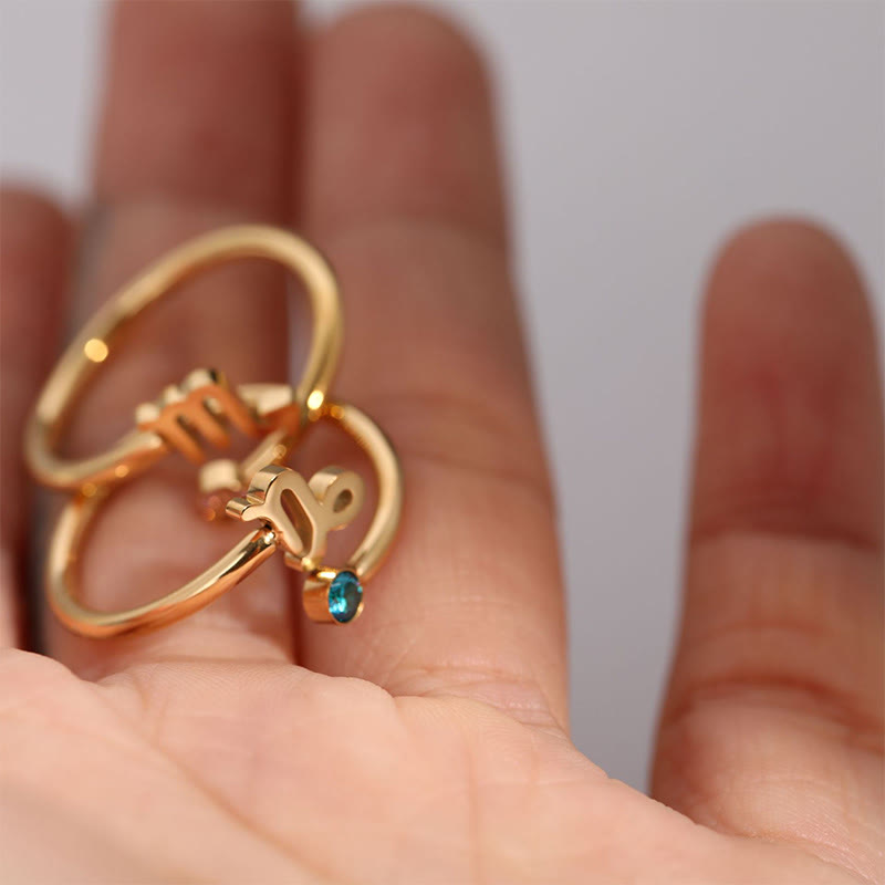 Anello con pietra portafortuna dello zodiaco Olivenorma