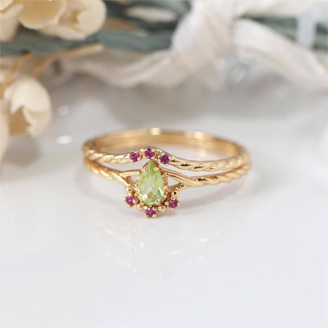 Olivenorma Dainty Peridot Pink Crystal Anello Regolabile Impilabile