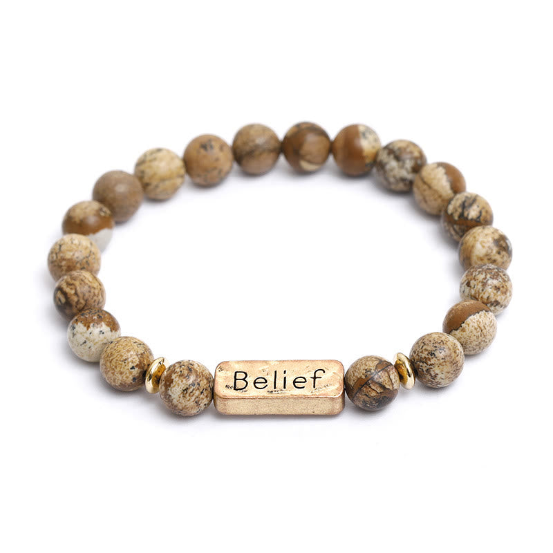 Bracciale con incisione della fede in pietra preziosa naturale Olivenorma