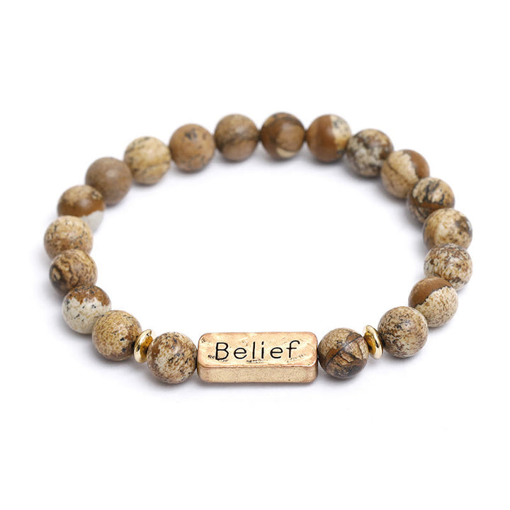 Bracciale con incisione della fede in pietra preziosa naturale Olivenorma