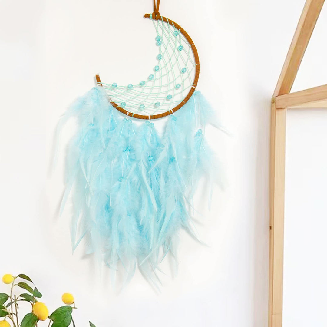 Olivenorma Acchiappasogni a forma di luna in giada viola turchese con perline fatto a mano 