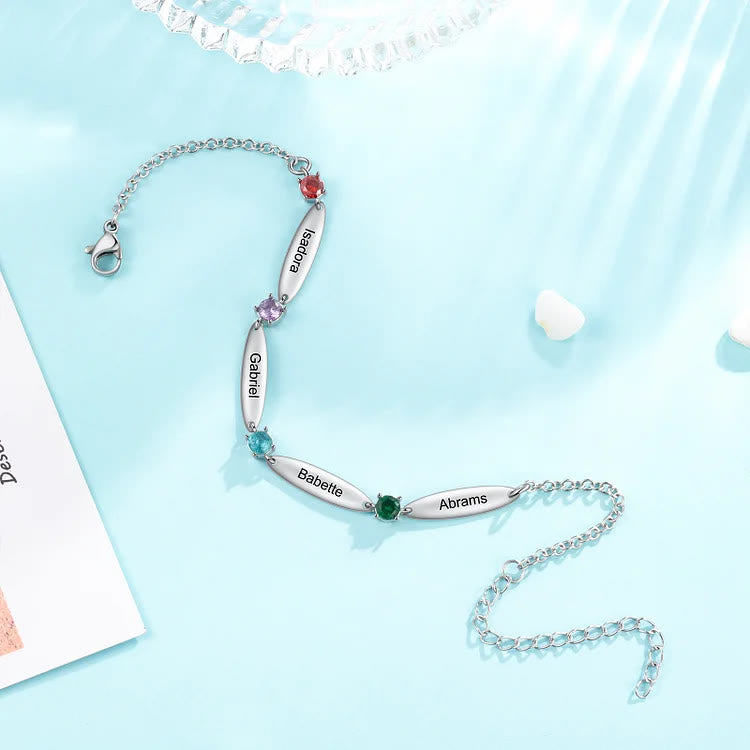 Bracciale con nomi di famiglia e pietre portafortuna Olivenorma