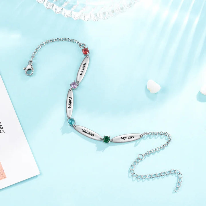Bracciale con nomi di famiglia e pietre portafortuna Olivenorma