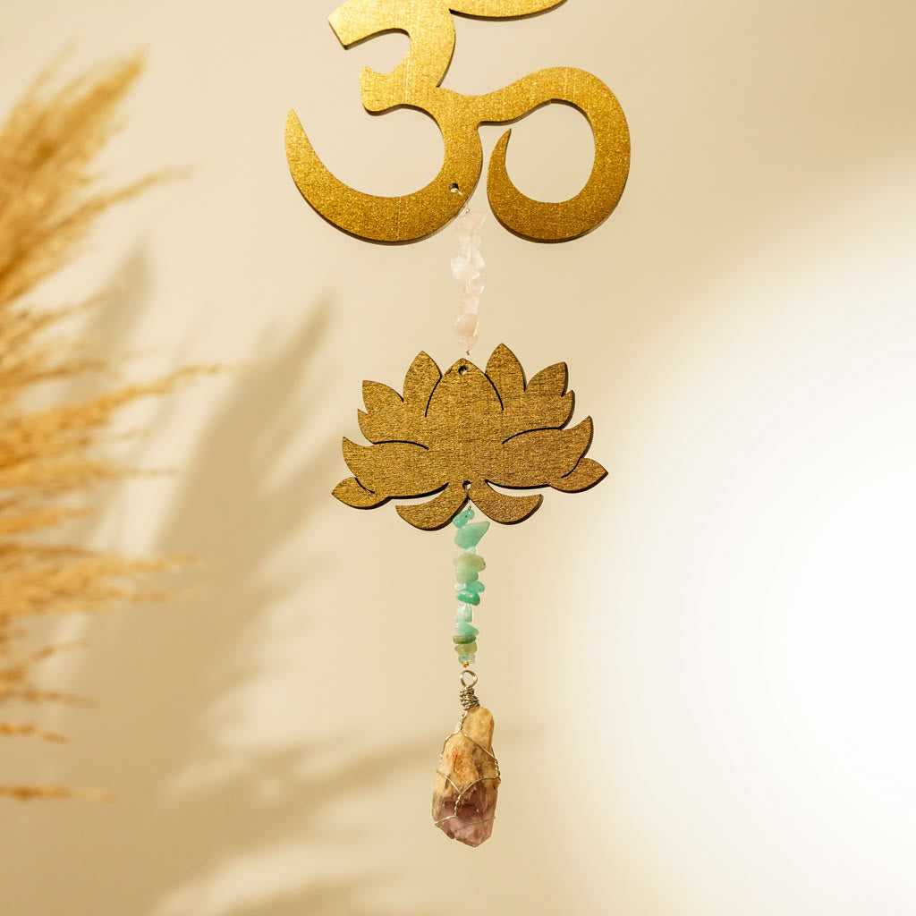 Decorazione da parete Olivenorma Rainbow Gemstone Lotus OM Moon