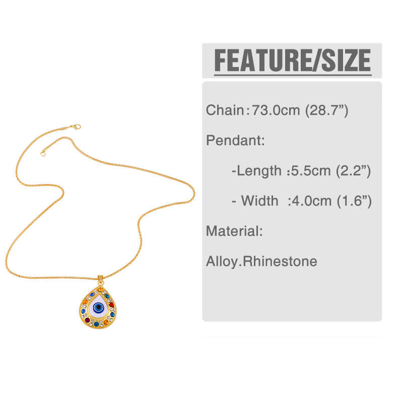 Collana con ciondolo a forma di catena con zircone HAMSA e occhio malvagio