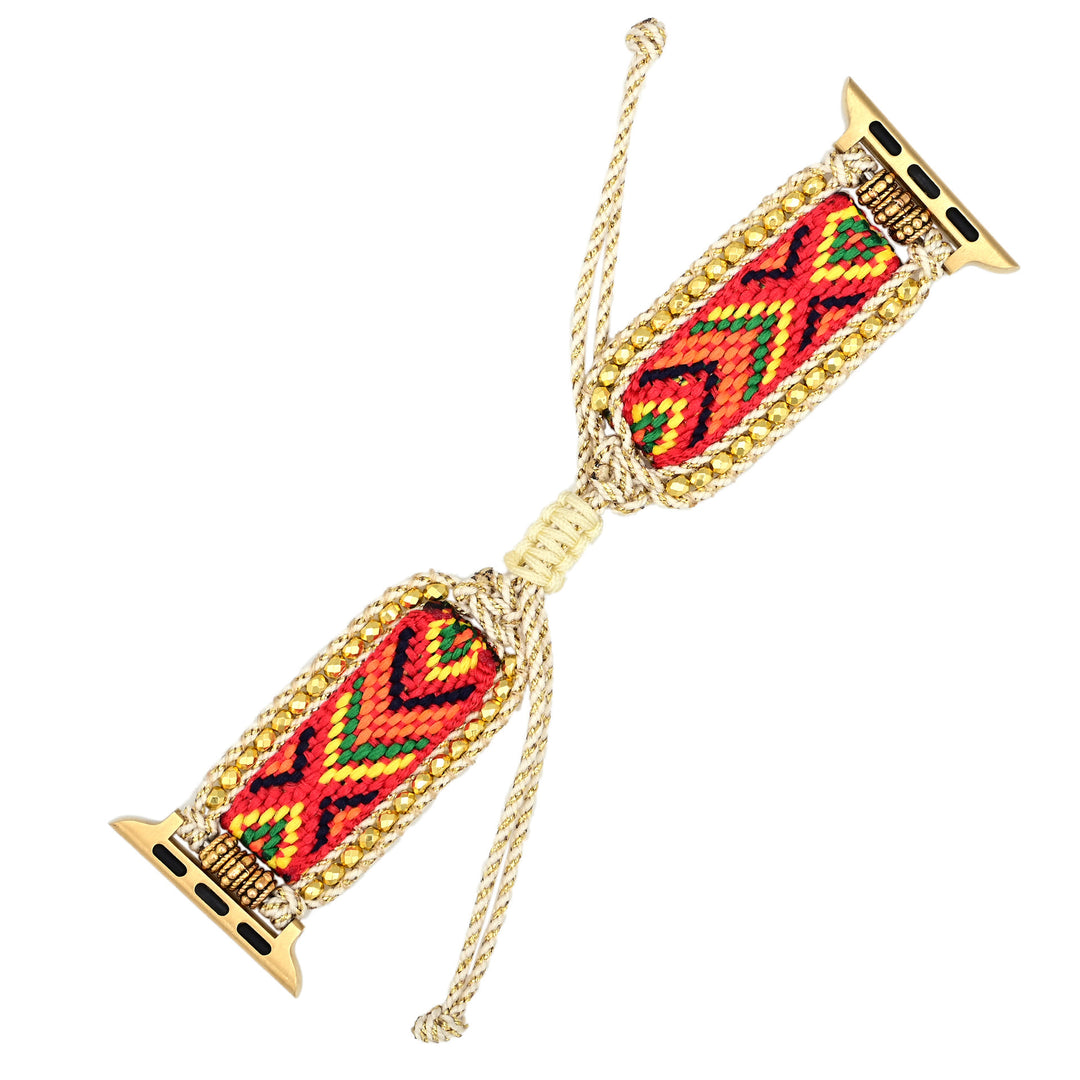 Cinturino per Apple Watch Olivenorma Gold Zircon Orange Red Nylon Intrecciato 