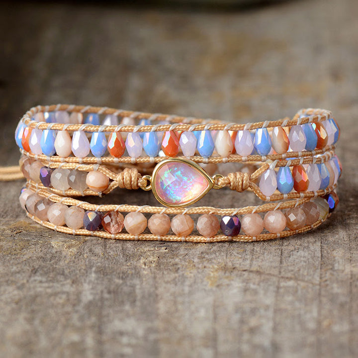 BRACCIALE AVVOLGENTE CON SUNSTONE E OPALE