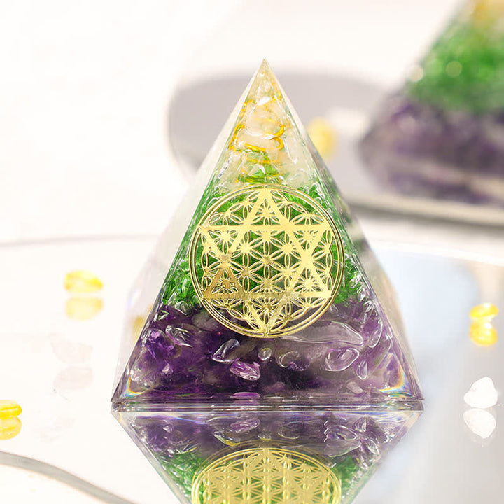 Olivenorma Fiore della vita Esagramma Cristallo Orgone Piramide