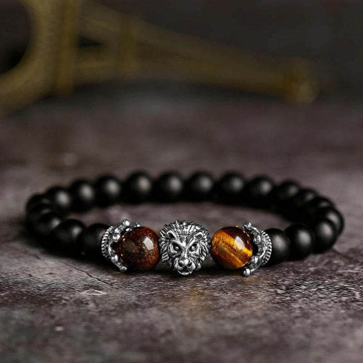 Bracciale con simbolo del leone in pietra di cristallo naturale Olivenorma 