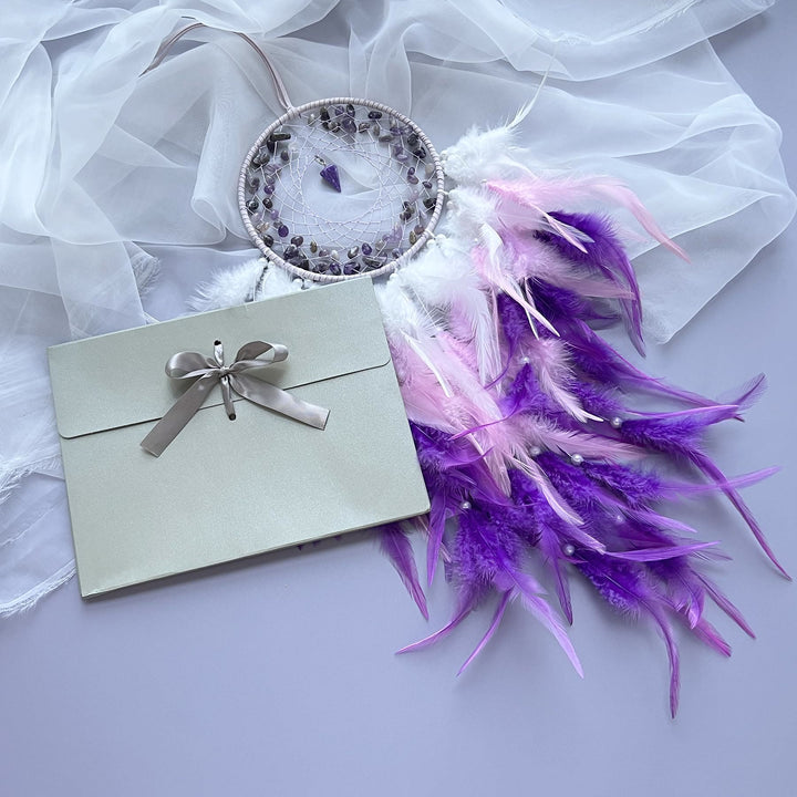 Olivenorma Ametista Ghiaia Pendolo Pendente Acchiappasogni Viola