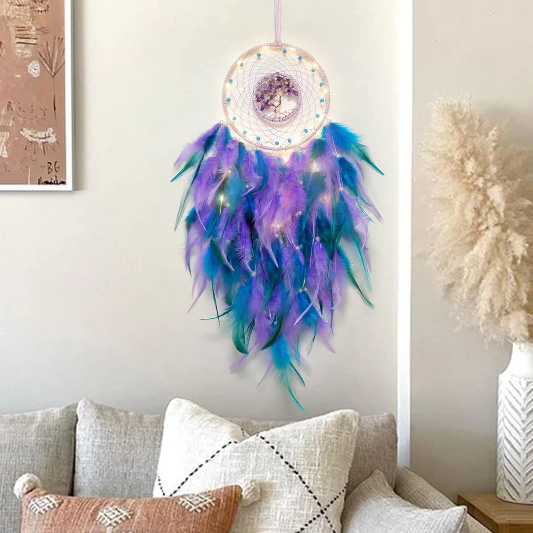 Olivenorma Crystal Tree Of Life Piuma Glow Dream Catcher 