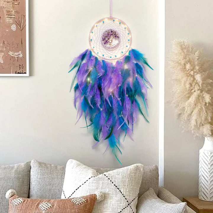 Olivenorma Crystal Tree Of Life Piuma Glow Dream Catcher 