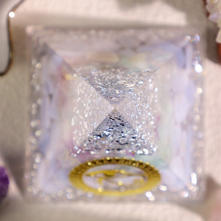 Olivenorma Calcedonio Blu Fluorite Occhio di Horus Piramide Orgonica