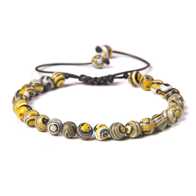 Bracciale intrecciato con perline di pietra naturale Olivenorma da 6 mm 