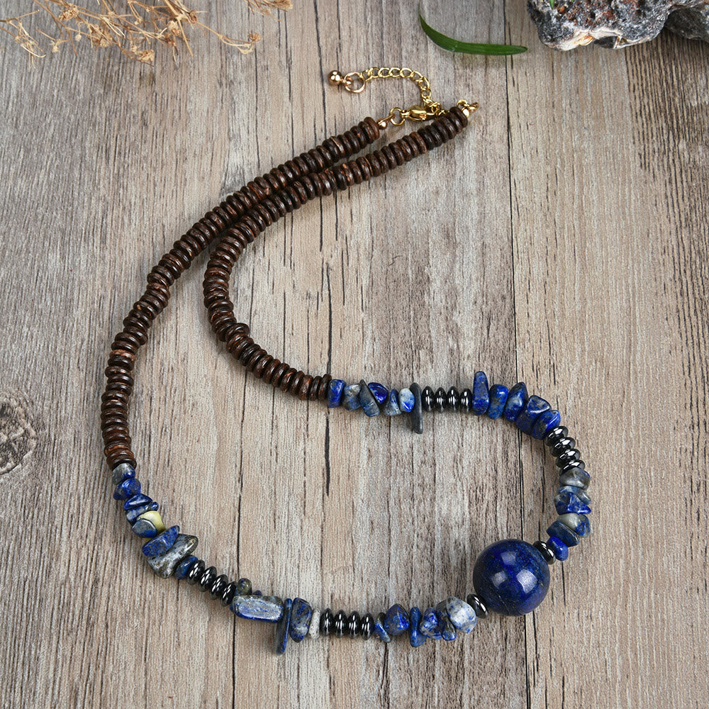 Collana con ciondolo a forma di palla di perline in pietra naturale Olivenorma