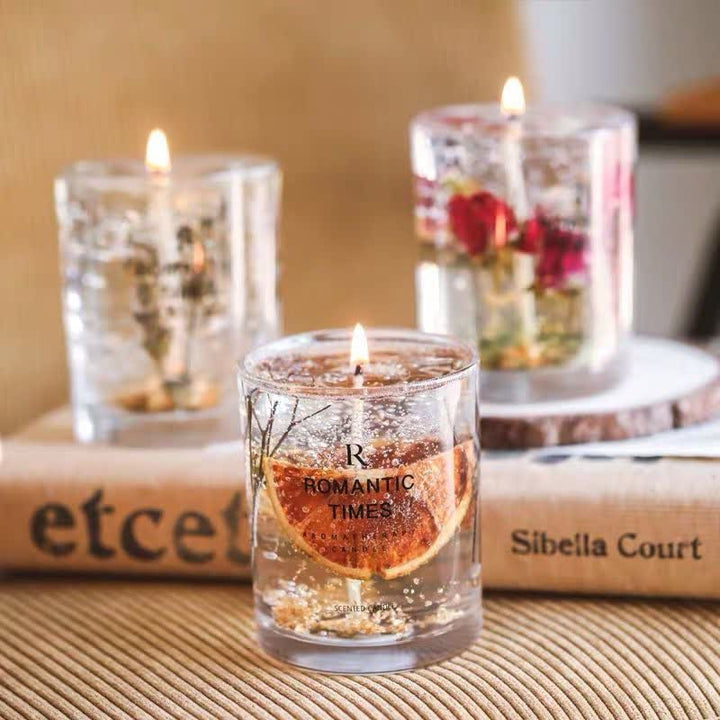 Olivenorma Candela romantica per aromaterapia con fiori veri