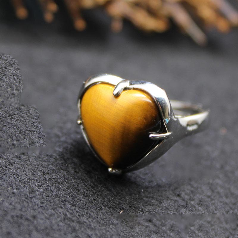 Anello a forma di cuore in cristallo di pietra naturale Olivenorma