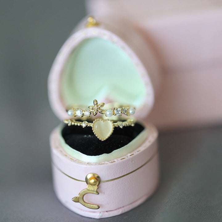 Anello regolabile Olivenorma Cat's Eye Stone Bianco Zircone 