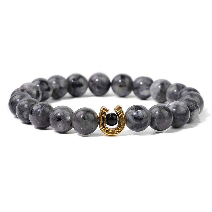 Olivenorma Bracciale con ciondolo a forma di ferro di cavallo con perline in pietra naturale da 8 mm 