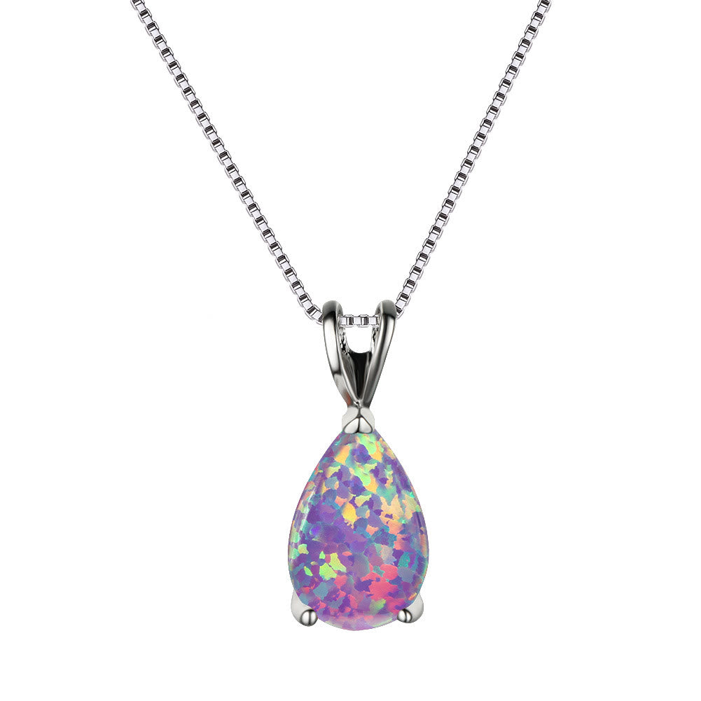 Collana semplice con ciondolo a goccia in sintetico opale Olivenorma 