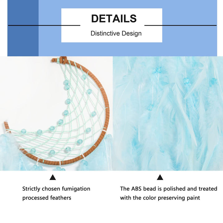 Olivenorma Acchiappasogni a forma di luna in giada viola turchese con perline fatto a mano 