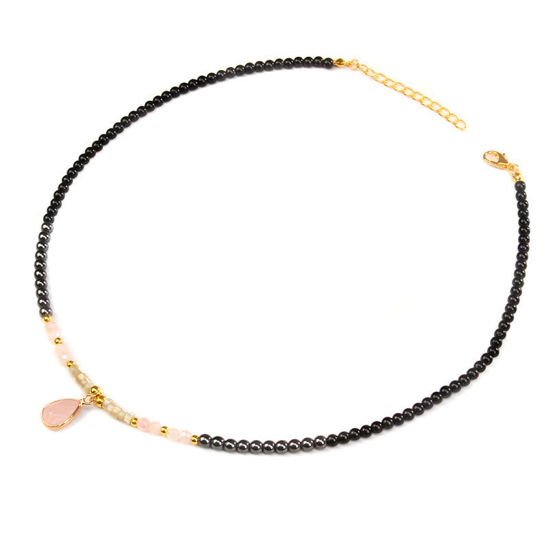 Collana con ciondolo in pietra preziosa in vetro sfaccettato con ossidiana naturale Olivenorma