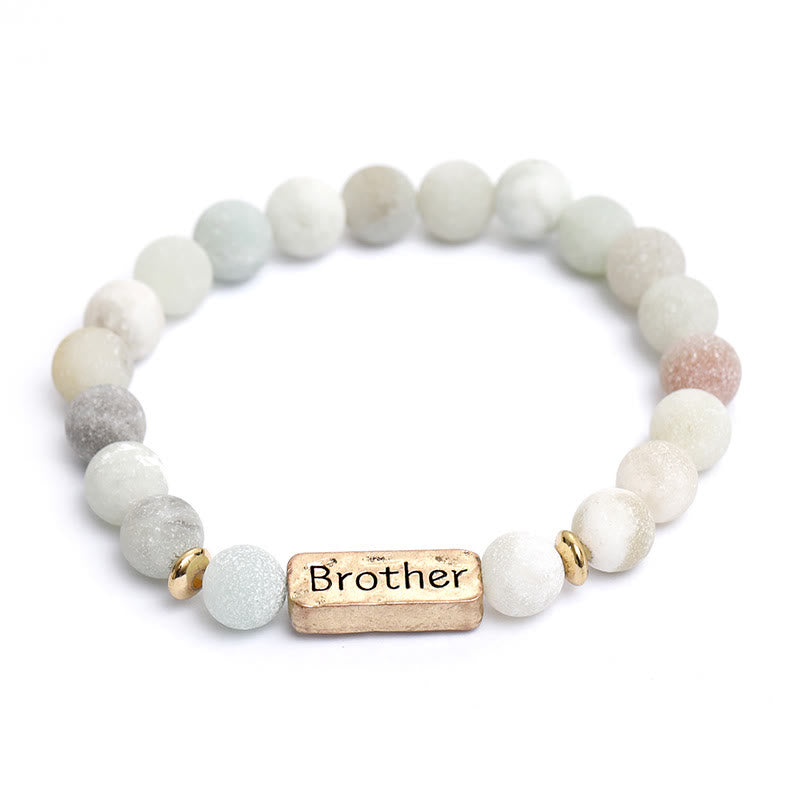 Bracciale con incisione Brother in pietra preziosa naturale Olivenorma