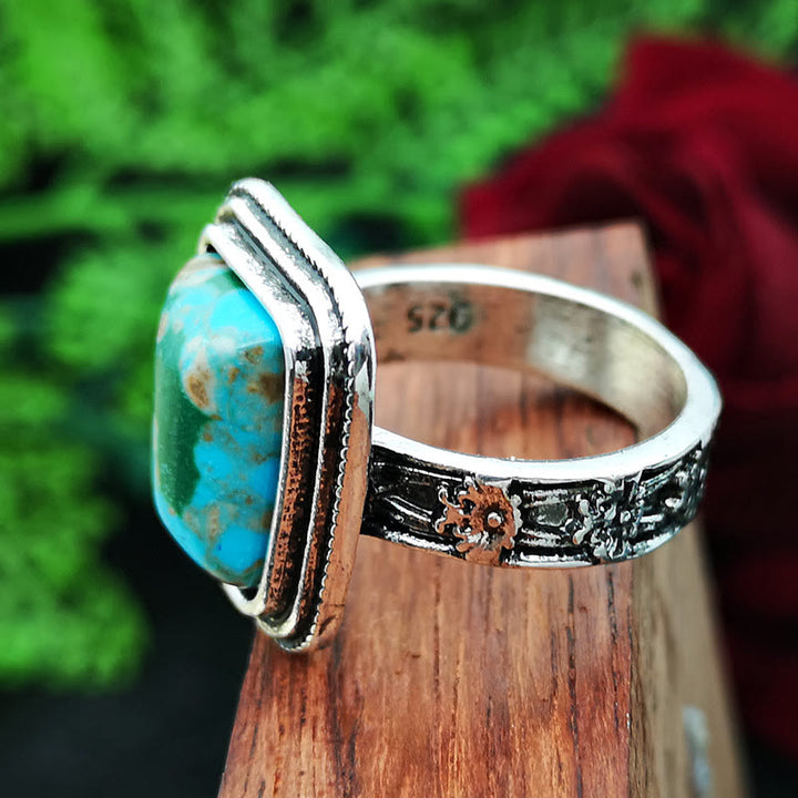 Anello Olivenorma Pietra Imperatore in argento placcato con rosa in rilievo 