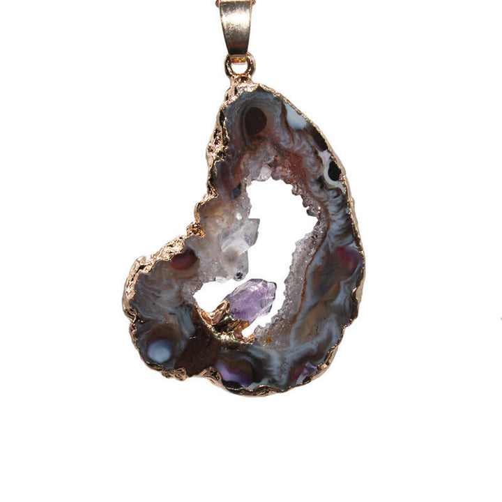 Collana in agata naturale, geode e ametista Olivenorma