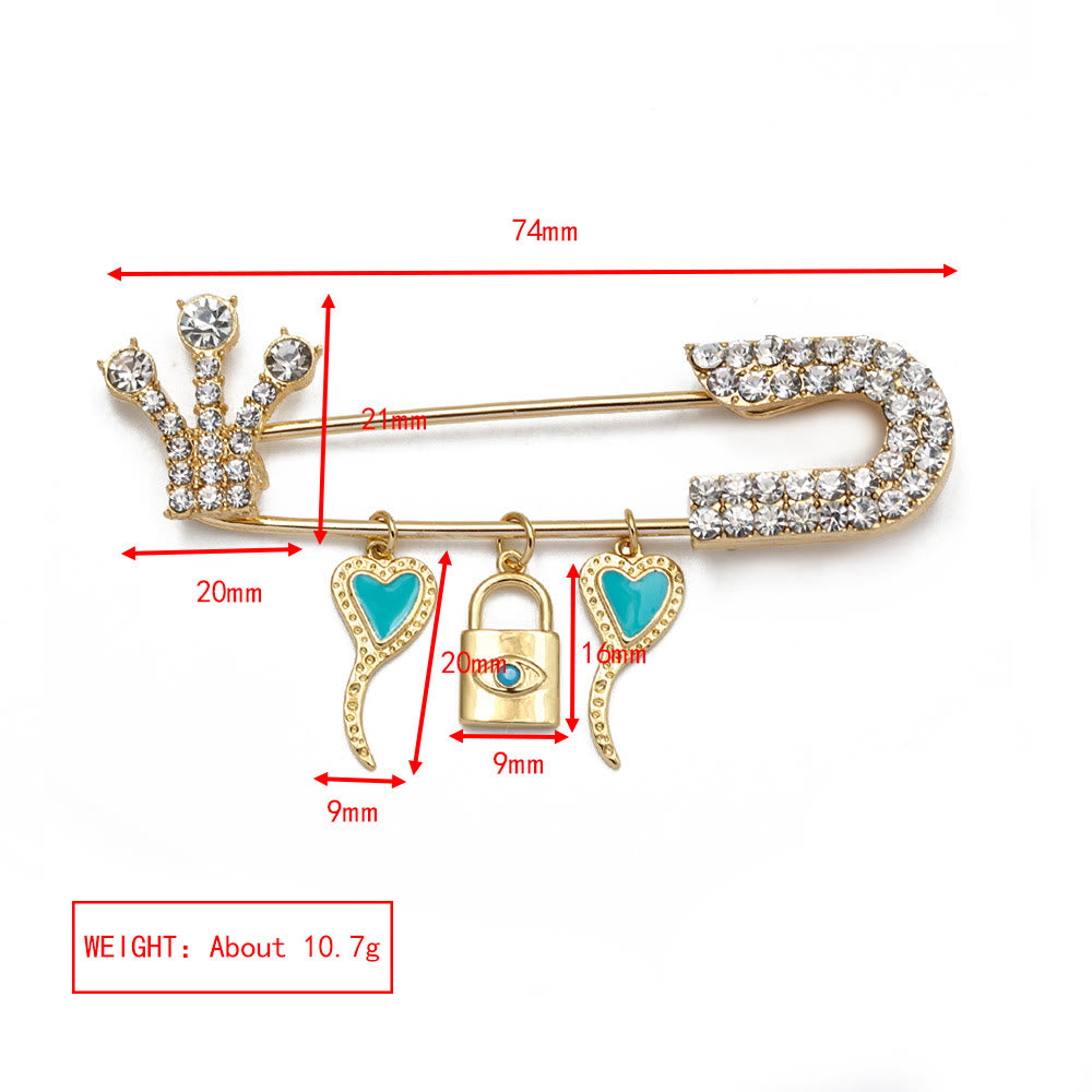 Spilla a forma di cuore con occhio maligno in zircone bianco Olivenorma 