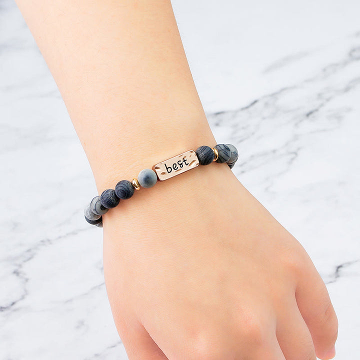 Olivenorma Natural Gemstone Best Friend Forever Set di 3 bracciali con incisione