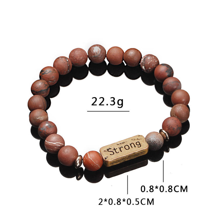Bracciale con incisione forte in pietra preziosa naturale Olivenorma