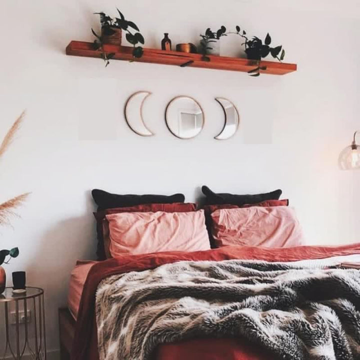 Specchi originali in legno con fasi lunari, decorazione da parete