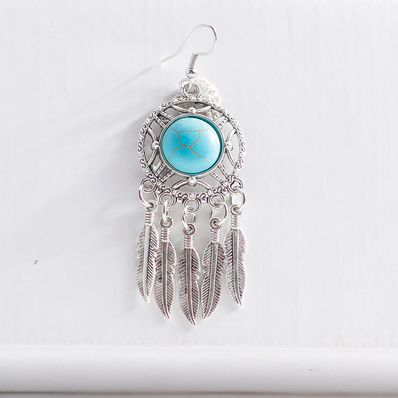 Olivenorma Boho Orecchini con nappe di piume turchesi - image 6