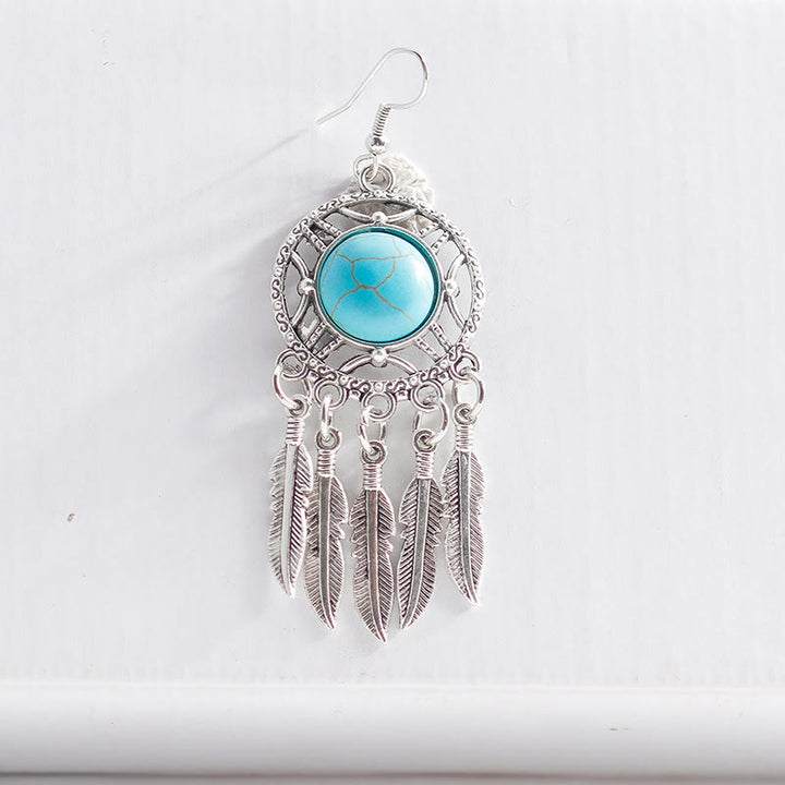 Olivenorma Boho Orecchini con nappe di piume turchesi - image 6