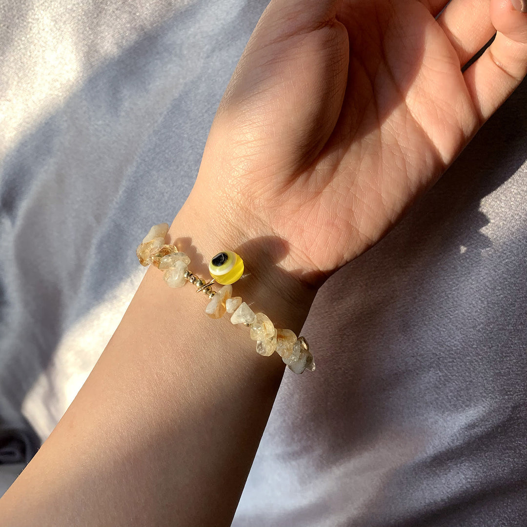 Braccialetto con ciondolo in ghiaia di cristallo naturale Olivenorma contro il malocchio 