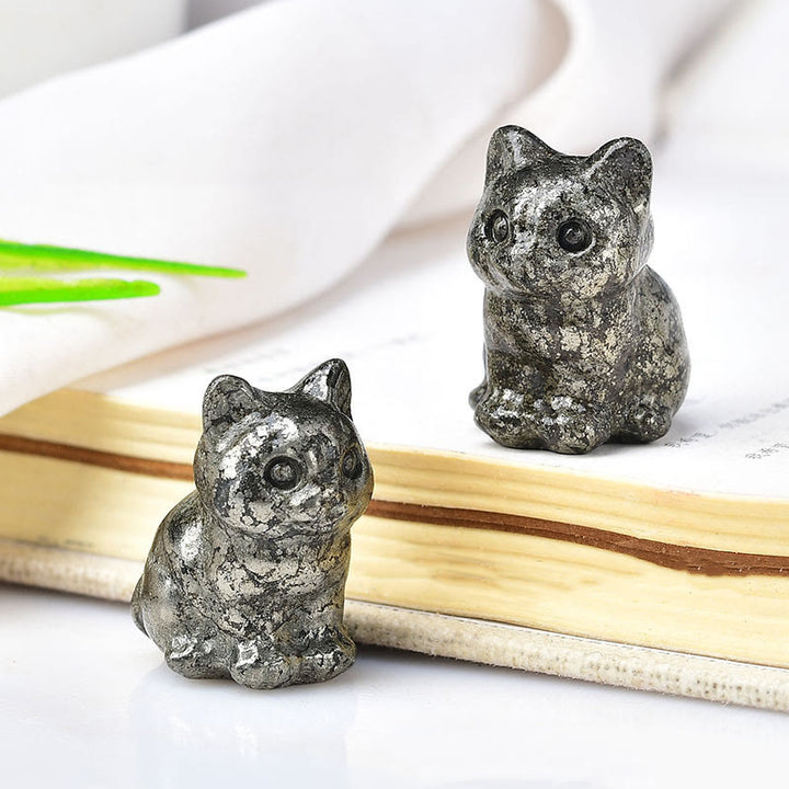 Olivenorma Crystal Kitten Stone Carving Artigianato Decorazione con pietre preziose
