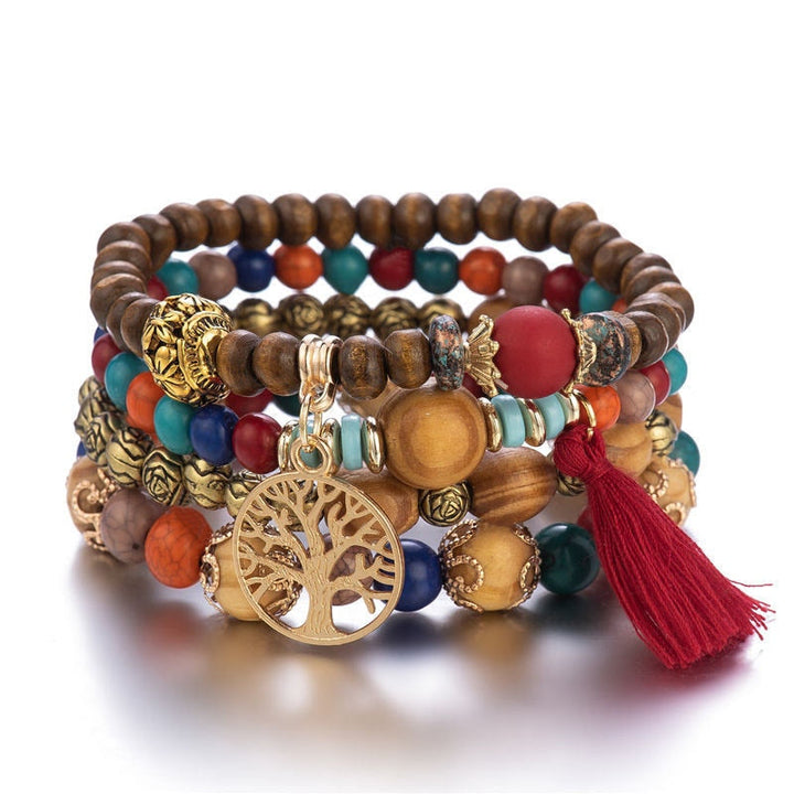 Olivenorma Bohemia Tree Of Life Braccialetto di perline Set (4 pezzi)