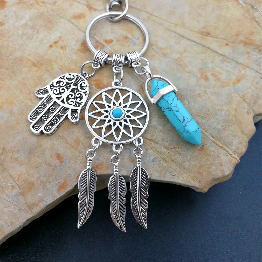 Olivenorma Natural Gemstone Dreamcatcher Ciondolo Hamsa Portachiavi