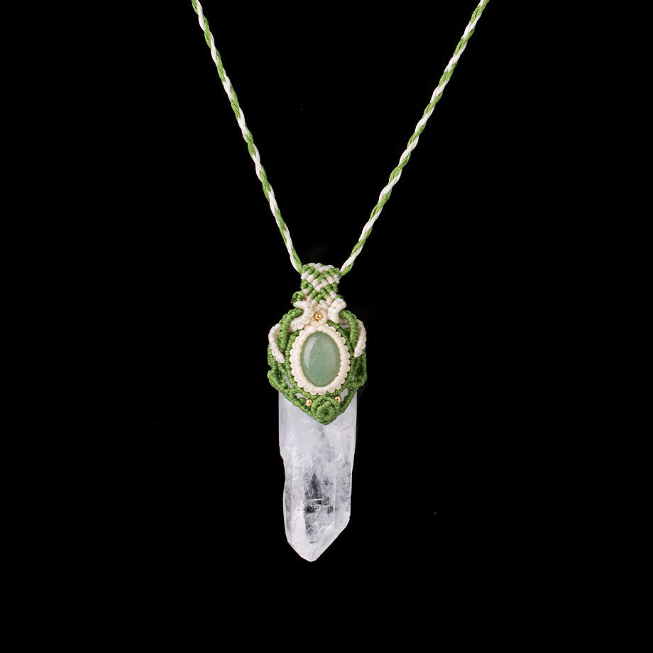 Collana con ciondolo in pietra naturale intrecciata in quarzo ialino Olivenorma